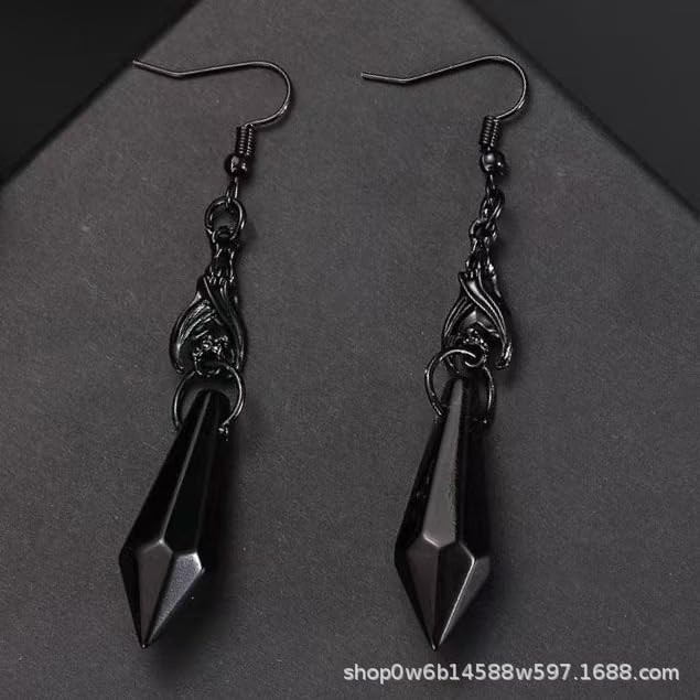 ONLYJUMP Gothic Vampire Bat Earrings Necklace Set for Women Vintage Goth Dark Bat Earrings Blood Pendant Necklaces Mystic Witch Halloween Costume Jewelry Gifts - style: Black bat