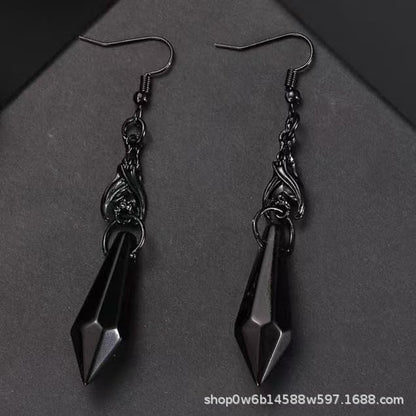 ONLYJUMP Gothic Vampire Bat Earrings Necklace Set for Women Vintage Goth Dark Bat Earrings Blood Pendant Necklaces Mystic Witch Halloween Costume Jewelry Gifts - style: Black bat