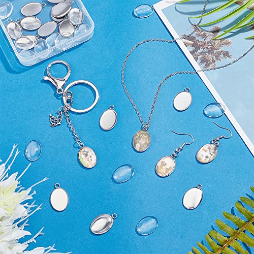 PH PandaHall 40pcs Bezel Pendant Tray Blanks - 20pcs Small Oval Photo Charms 18x13mm with 20pcs Glass Cabochons Dome for Bouquet Bridal Wedding Brides Graduation Charm Jewelry Making - color: Oval - 20 Sets