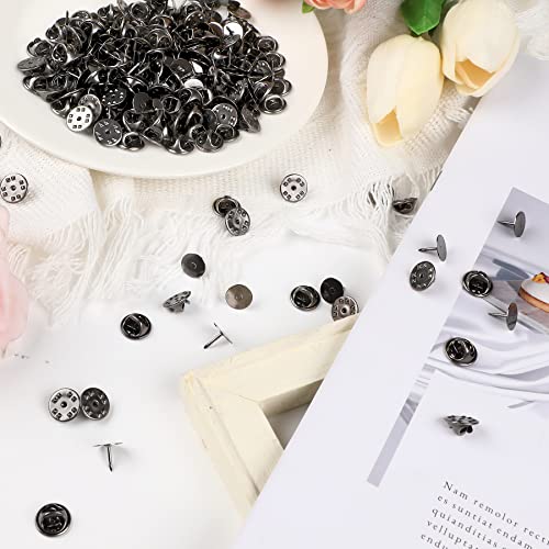 JANYUN 120 Pairs Black Butterfly Clutch Tie Tacks Blank Pin Clasp Back | Metal Holder Clasp Lock Backings,Replacement with 8mm Length 10mm Width Blank Pins for Brooch Lapel Enamel Craft Making - color: Black, size: 10mm