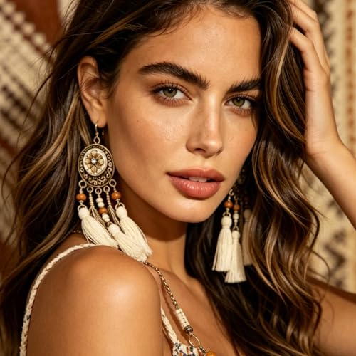 Feather Earrings Native American Earrings Boho Dangle Earrings for Women Tribal Indian Dreamcatcher Hippie Western Festival Summer Beach Jewelry - color: A1:Boho Dangle Earrings