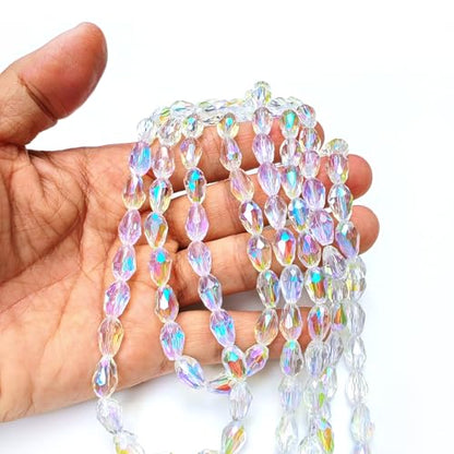 8x12mm Teardrop Glass Beads for Jewelry Making, Vertical Hole Faceted Crystal Prism Beads for Pendants Bracelet Necklace Earring, Crystal Blue 100pcs - color: Crystal Blue