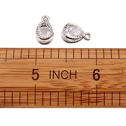 Beadthoven 100pcs Cubic Zirconia Alloy Charms Drop Shaped Platinum Pendants for Jewelry Making Choker Tiny Dangle Accessories - color: Platinum-Drop