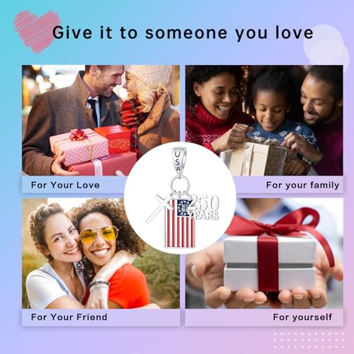 LUXILLA Love You Best Friend Grandma Wife Heart Charm 925 Sterling Silver Charms Fit for Bracelets Necklace Jewelry Gift for Women - color: 250th Anniversary Charm