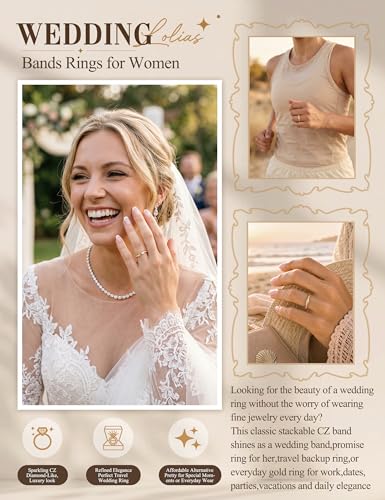 LOLIAS 14K Gold Plated Rings for Women Engagement Eternity Wedding Bands | Non Tarnish Love Promise Rings for Her Cubic Zirconia Stackable Rings for Women Statement Thumb Rings Stacking Size 6-10 - style: Twisted Rope Bands-14K Gold Plated