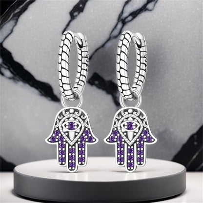 925 Sterling Silver Hoop Earrings Drop Dangle Earrings for Women Hypoallergenic Earring Trendy Huggie Earring Cute Graduation Birthday Gifts Jewelry for Women - color: Lucky Hand earrings