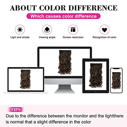 REECHO 24" 1-Pack 3/4 Full Head Curly Wave Clips in on Synthetic Hair Extensions HE008 Hairpieces for Women 5 Clips per Piece-Black Brown - color: Black Brown, size: 24 Inch (Pack of 1)