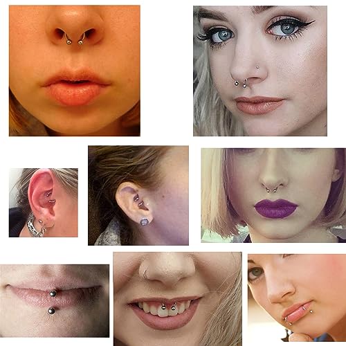 Lip Rings 32PCS Labret Jewelry Monroe Lip Barbell Ring Snake Bite Piercing Jewelry 16G Helix Earring Daith Tragus Cartilage Studs Surgical Steel Piercing Jewelry for Women Men - color: 32pcs,16 gauge