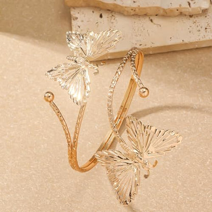 Harry and Henry Arm Cuff Gold Upper Arm Jewelry for Women Adjustable Open Cuff Bangle Bracelets Armband Jewelry Summer Outfits for Women 2026 - color: E4:Arm Cuff Butterfly