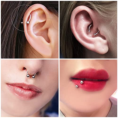 D.Bella 22G 20G 18G 16G 14G 12G 10G 8G 6G 4G 2G 0G 00G Surgical Steel Nose Septum Horseshoe Hoop Eyebrow Lip Navel Belly Nipple Piercing Ring Helix Tragus Daith Rook Captive Earrings Replacement Spikes - color: A1 -4pcs, silver & black, size: 20g,10mm inn