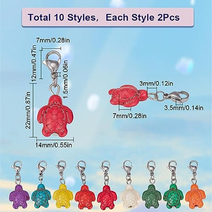 SUNNYCLUE Turtle Beads Stitch Markers, 20Pcs Crochet Knitting Markers with Lobster Clasp Charms for Sewing Quilting - color: 20pcs Turtle Beads Stitch Markers With Upgraded Gift Box