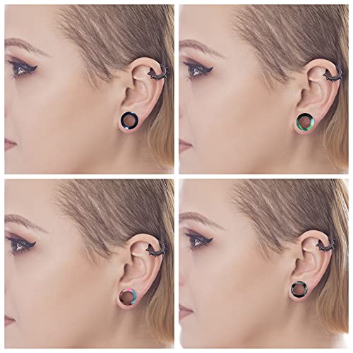 WBRWP 48/32/24/22/20/16/12pcs Ear Tunnels and Plugs - Double Flared Hollow Hard/Soft Silicone Ear Gauges - Ear Expander Stretcher Body Piercing Jewelry 8g-1" - color: B-16PCS soft(thin) silicone set