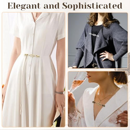 Dress Clips Back Cinch 4Pcs Waist Cincher Clip Vintage Shirt Shawl Cardigan Collar Clips Metal Clothes Clips To Tighten for Women Clothing