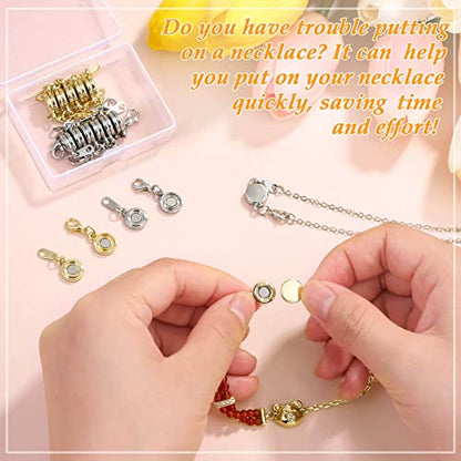 Paxcoo 15Pcs Locking Magnetic Jewelry Clasps and Closures, Necklace Extender and Helper for Necklaces, Bracelets and Jewelry - size: 0.39 inches (Single Size)