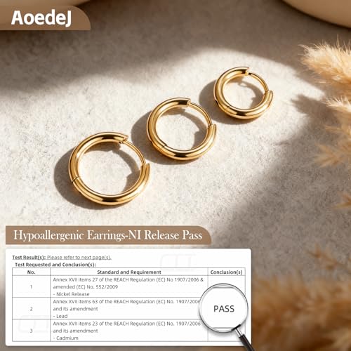 AOEDEJ G23 Titanium Black/Steel Gray/Gold Hoop Earrings 18G Small Huggie Hoop Earrings 8mm/10mm/12mm Cartilage for Sensitive Ears for Multiple Piercing Cartilage Hoop Earring Stack Jewelry - style: Circle-GD-8mm+10mm+12mm