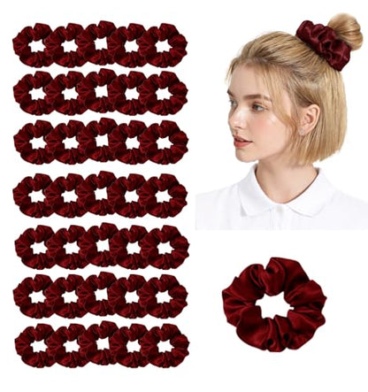 36Pack Womens Silk Scrunchies Satin Scrunchy Hairtie Hairbands Silky Hair Ties Elastics Hairs Bow Accessory Ponytail Holder - color: Navy