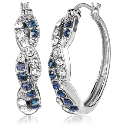 Twisted Two-Tone Zircon Huggie Hoop Silver Earrings | Sparkly Hoop Earrings for Women, Stylish Jewelry for Daily Bridal Evening Party Gifts