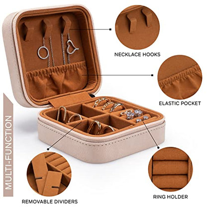 Custom Leather Jewelry Box w/Name & Birth Flower Month - Birthday Gifts for Women, Personalized Jewelry Travel Case - Customized Jewelry Organizer Box, Mom Birthday Gifts - Rustic - color: Rustic