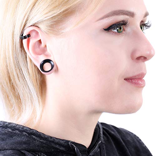WBRWP 48/32/24/22/20/16/12pcs Ear Tunnels and Plugs - Double Flared Hollow Hard/Soft Silicone Ear Gauges - Ear Expander Stretcher Body Piercing Jewelry 8g-1" - color: 48pcs soft(thin) silicone set