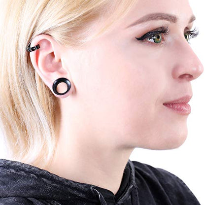 WBRWP 48/32/24/22/20/16/12pcs Ear Tunnels and Plugs - Double Flared Hollow Hard/Soft Silicone Ear Gauges - Ear Expander Stretcher Body Piercing Jewelry 8g-1" - color: 48pcs soft(thin) silicone set