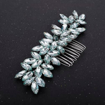 Teyglen Wedding Crystal Hair Comb Full Mint Blue Rhinestone Hair Comb Sparkly Hair Accessories for Bride Crystal Hair Piece for Women Girls - color: Mint Green