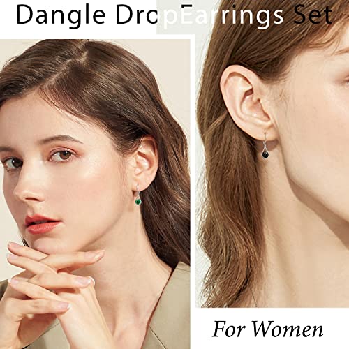 Multicolor Crystal Dangle Studs Earrings Set for Women 925 Silver Hypoallergenic Dangle Earrings Leverback Drop Earring Fashion Cubic Zirconia Leverback Stud Earring Sets Trendy Cubic Zirconia Jewelry Gifts for Women - style: 6-T-S