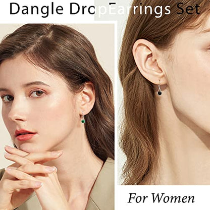 Multicolor Crystal Dangle Studs Earrings Set for Women 925 Silver Hypoallergenic Dangle Earrings Leverback Drop Earring Fashion Cubic Zirconia Leverback Stud Earring Sets Trendy Cubic Zirconia Jewelry Gifts for Women - style: 6-T-S