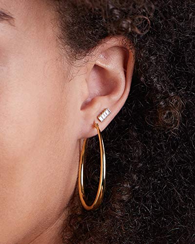 Milla Oval Hoop Earrings for Women | Elegant Polished 14K Gold, Rose Gold or Silver Plated Hoops with Secure Latch Closure, Hypoallergenic & Lightweight - color: 14K Gold Plated / 1.8 in - SMALL