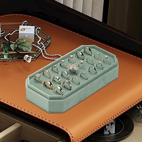 Velvet Ring Organizer Display Tray Jewelry Box Earring Holder Case | for Wedding Birthday Christmas Day (Emerald Green) - color: Emerald Green