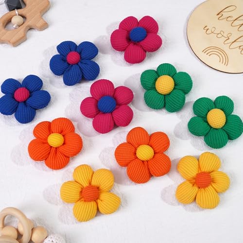 CÉLLOT 10PCS Flower Hair Ties,4cm in Diameter Seamless Nylon Bands, Normal Ponytail Holders for Girls,Teens and Women - color: 10pcs-B