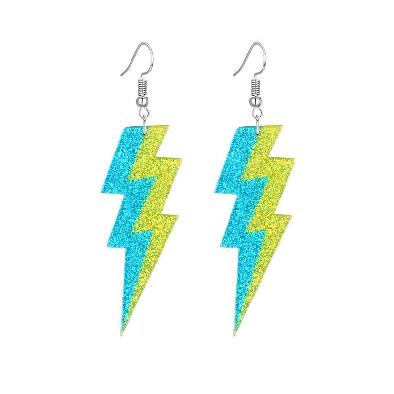 ONLYJUMP Acrylic Exaggerated Lightning Earrings Statement Punk Retro Geometric Delicate Neon Personalized Earrings Accessory Jewelry for Women - color: Blue yellow