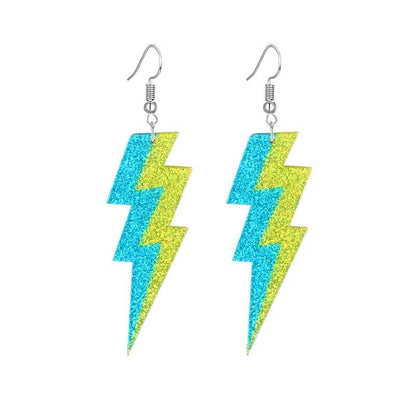 ONLYJUMP Acrylic Exaggerated Lightning Earrings Statement Punk Retro Geometric Delicate Neon Personalized Earrings Accessory Jewelry for Women - color: Blue yellow