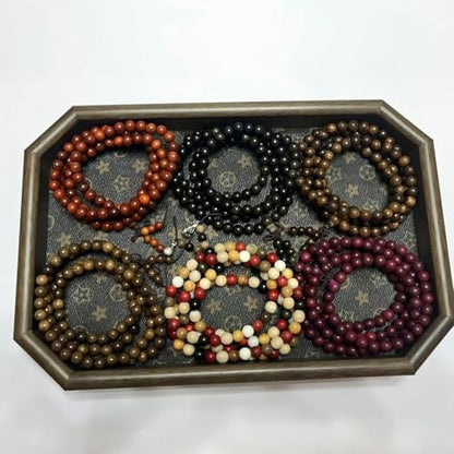 Handmade Mala Beads Bracelet 108 8mm Prayer Meditation Bracelet Sandalwood Elastic, Buddhist Beads, Prayer Mala Necklace for Men and Women Gifts - color: Gourd Black