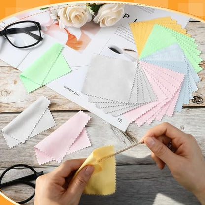 Hoteam 1000 Pcs Jewelry Cleaning Cloth Silver Polishing Cleaner Cloth Jewelry Wipes for Silver Gold Platinum Remover Keep Brass Coin Ring Silverware Watch Clean and Shiny (Five Colors)