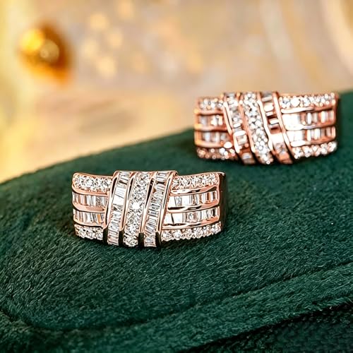 Modern Fashion Women Hoop Earrings Full Crystal CZ Wedding Trendy Jewelry - color: Rose Gold Color