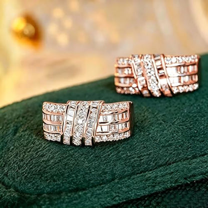 Modern Fashion Women Hoop Earrings Full Crystal CZ Wedding Trendy Jewelry - color: Rose Gold Color