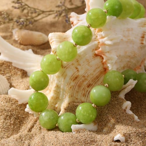 Colorful Beaded Necklace for Women Boho Statement Chunky Necklace Natural Stone Beads Gemstone Choker Necklaces Handmade Summer Beach Jewelry - color: Green