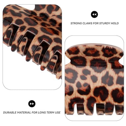 2Pcs Leopard Print Hair Claw Clips Large Non-Slip Hair Clips for Women Thick Thin Hair Cute Hair Clips for Women Ideal Gift for Birthday Holiday Friends Family and Teachers - color: Leopard Print