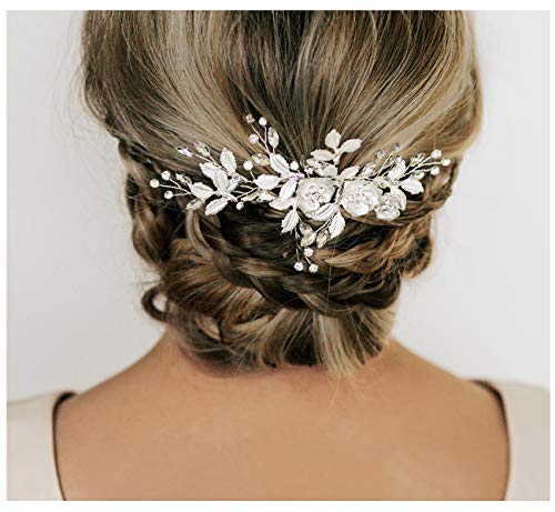 SWEETV Comb, Handmade Wedding Hair Accessory with Rhinestones, Silver, for Brides and Bridesmaids, Bridal Hair Pieces, Wedding Headpiece | Handmade Wedding Hair Clip Accessory Rhinestones Silver Bride Headpiece, Wedding Hair Pieces for Bridesmaids Bridal