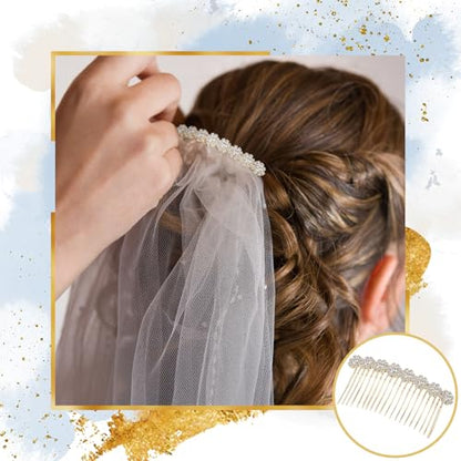 Geosar 4 Pieces Alloy Rhinestone Side Hair Combs Crystal Flower Clips Wedding Comb Bridal Jewelry Clips Combs French Hair Accessories for Women(Gold) - color: Gold
