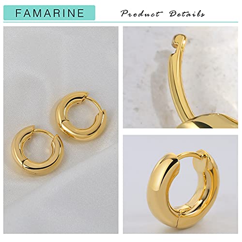 FAMARINE Chunky Thick Hoop Earrings for Women Gold Hoops Huggie Earrings for Men Gift - color: 5/8" Hoop