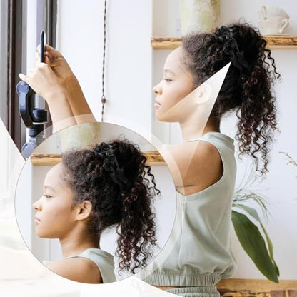 2 Pcs Adjustable Black Hair Ties, Elastic Satin Headband Satin Hair Scrunchies for Women Girls Thick Curly Hair, Afro Puff Ponytail, Natural& Curly Hairstyle