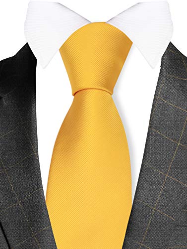 GUSLESON Classic New 3.15"（8cm） Men's Solid Color Necktie Wedding Business Tie + Gift Box - color: Gold