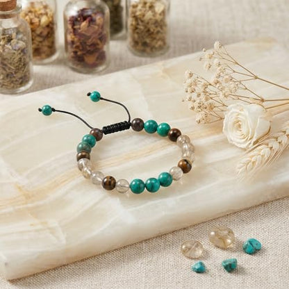 Natural Stone Beaded Bracelets for Women, 7 Chakra Healing Crystal Bracelet, 6mm/8mm Handmade Gemstone Stretch/Adjustable Bangle, Anxiety Relief Yoga Meditation Jewelry, Boho Amethyst Malachite Turquoise Bracelet Gift - color: Style 2