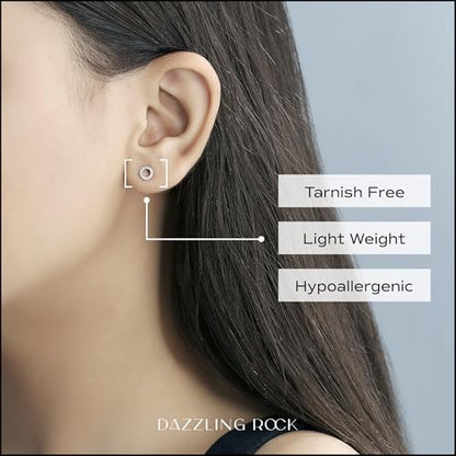 Dazzlingrock Round White Natural Diamond Halo Circle Shape Stud Earrings | 0.10 Ctw | Women | 925 Sterling Silver - color: Screw Back