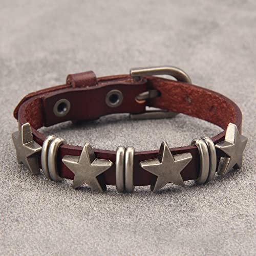 GelConnie Punk Leather Cuff Bracelet Adjustable Straps Wrap Bracelets Arm Armor Cuff Gothic Leather Wristbands for Men, Women - color: MLPB049