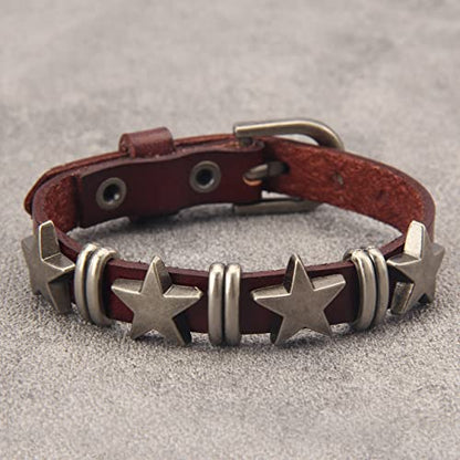 GelConnie Punk Leather Cuff Bracelet Adjustable Straps Wrap Bracelets Arm Armor Cuff Gothic Leather Wristbands for Men, Women - color: MLPB049