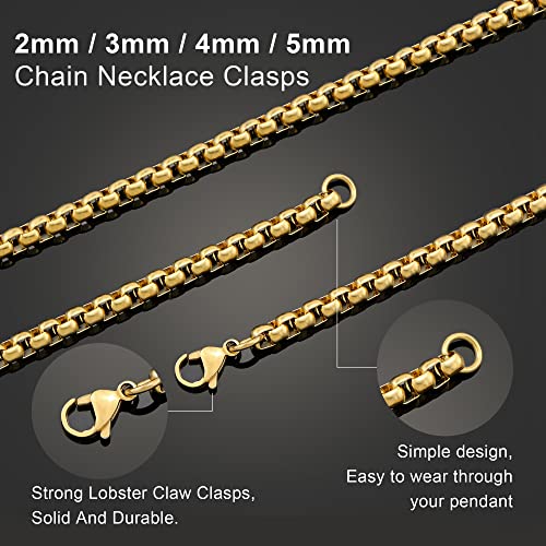Mens Chain Necklaces, Stainless Steel Rolo Chain Necklace for Men & Women - color: 18K Gold Plated 5mm