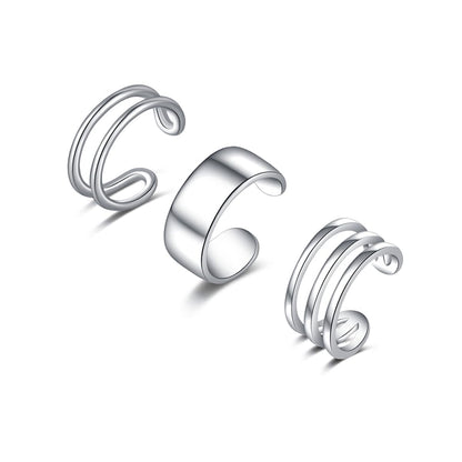 SLUYNZ Solid 925 Sterling Silver Ear Cuff Earrings for Women No Piercing Cartilage Earrings Tri Earrings, Helix Cuff Earrings for Men - color: A-Silver