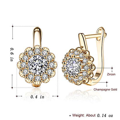 14K Rose Gold Plated Three Row Cubic Zirconia Small Huggie Hoop Earrings Fashion Jewelry for Men Women - color: yellow